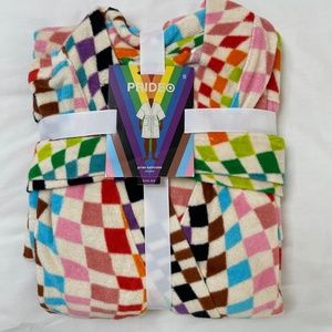 Pride Target Robe Mens Small Checker Rainbow Terry Bathrobe Unisex